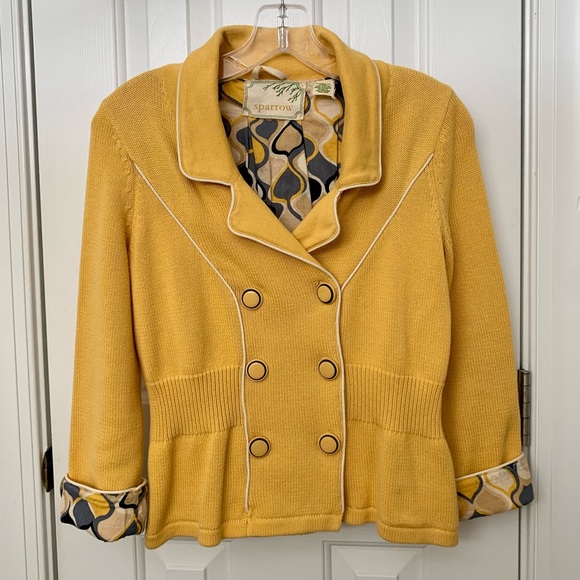 sparrow Jackets & Blazers - Yellow, Fully Lined Cotton Blazer from Anthropologie, Size S